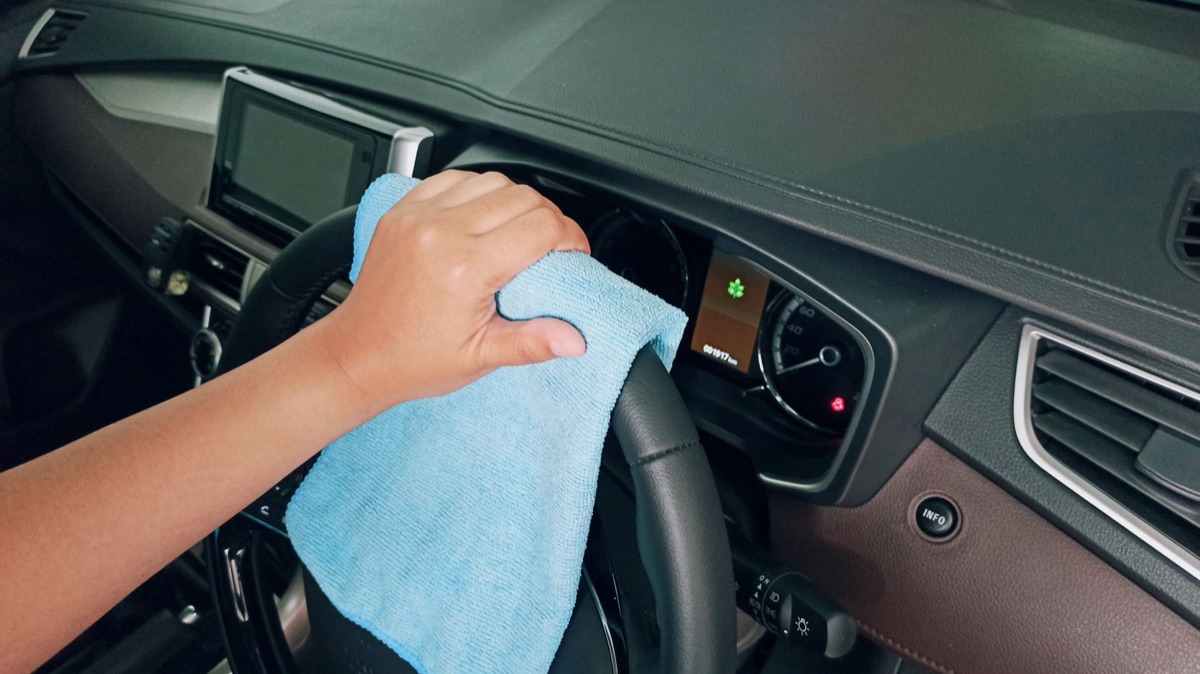 Cleaning supplies including a microfiber cloth and sponge
