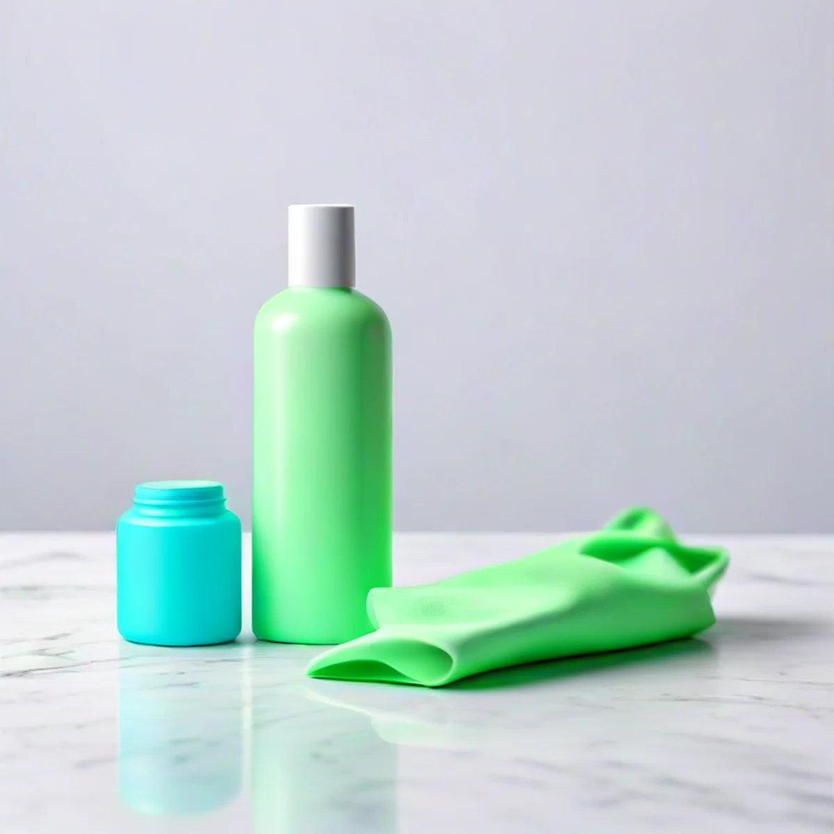 Kit de limpieza ecológico sobre encimera de mármol