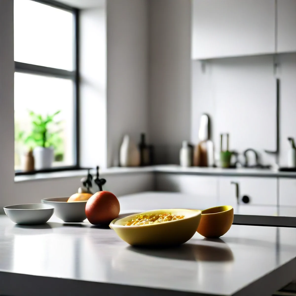 Un plan de travail de cuisine moderne et étincelant